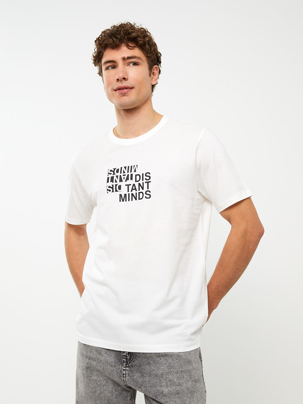 Crew Neck Short Sleeve Printed Combed Cotton Men's T-shirt