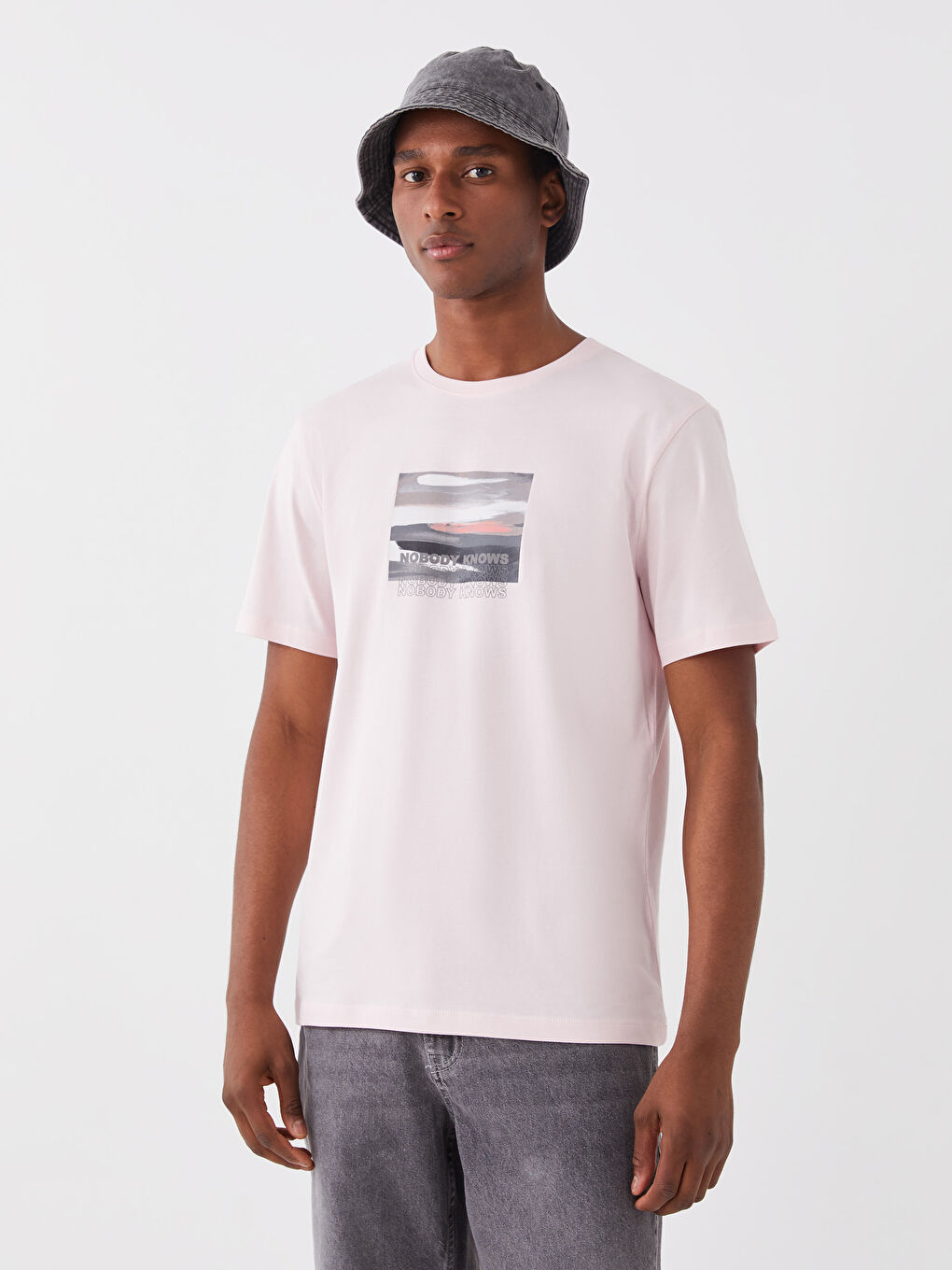 Crew Neck Short Sleeve Printed Combed Cotton Men's T-shirt-1