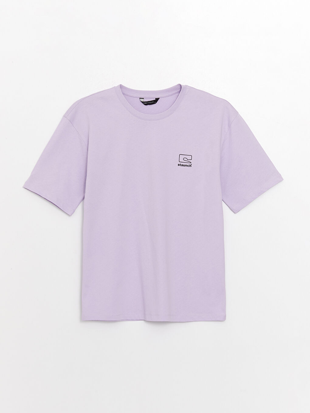 Lila Bisiklet Yaka Kısa Kollu Baskılı Erkek Tişört-5