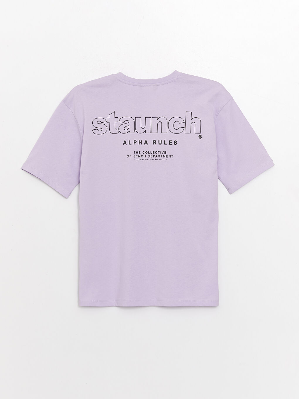 Lila Bisiklet Yaka Kısa Kollu Baskılı Erkek Tişört-6