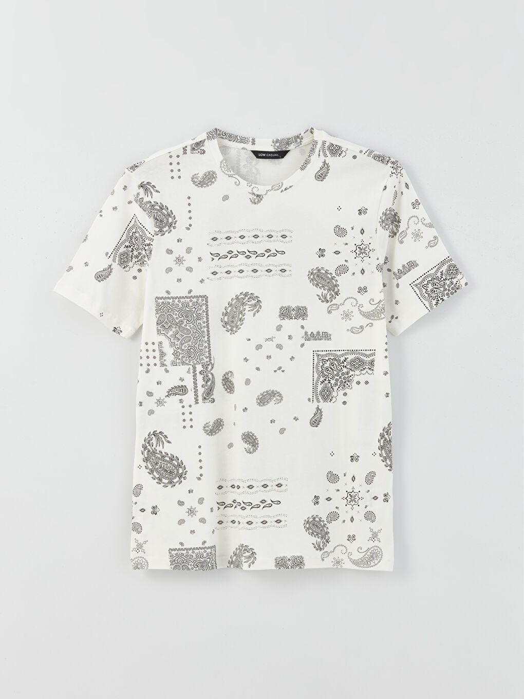 მრგვალი საყელო მოკლე სახელო ნაბეჭდი კომბინირებული ბამბის მამაკაცის მაისური-5