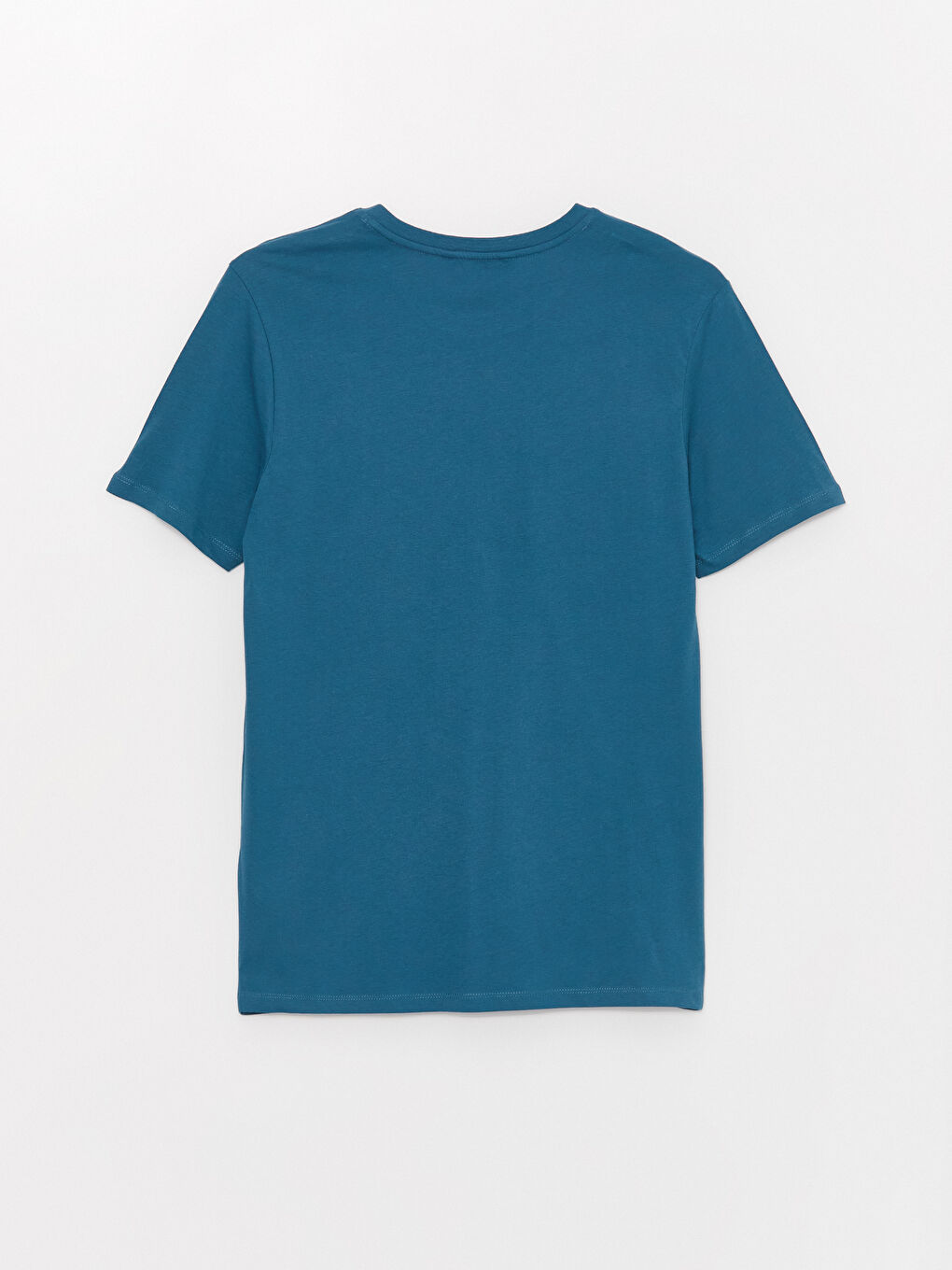 Petrol Bisiklet Yaka Kısa Kollu Baskılı Penye Erkek Tişört-6