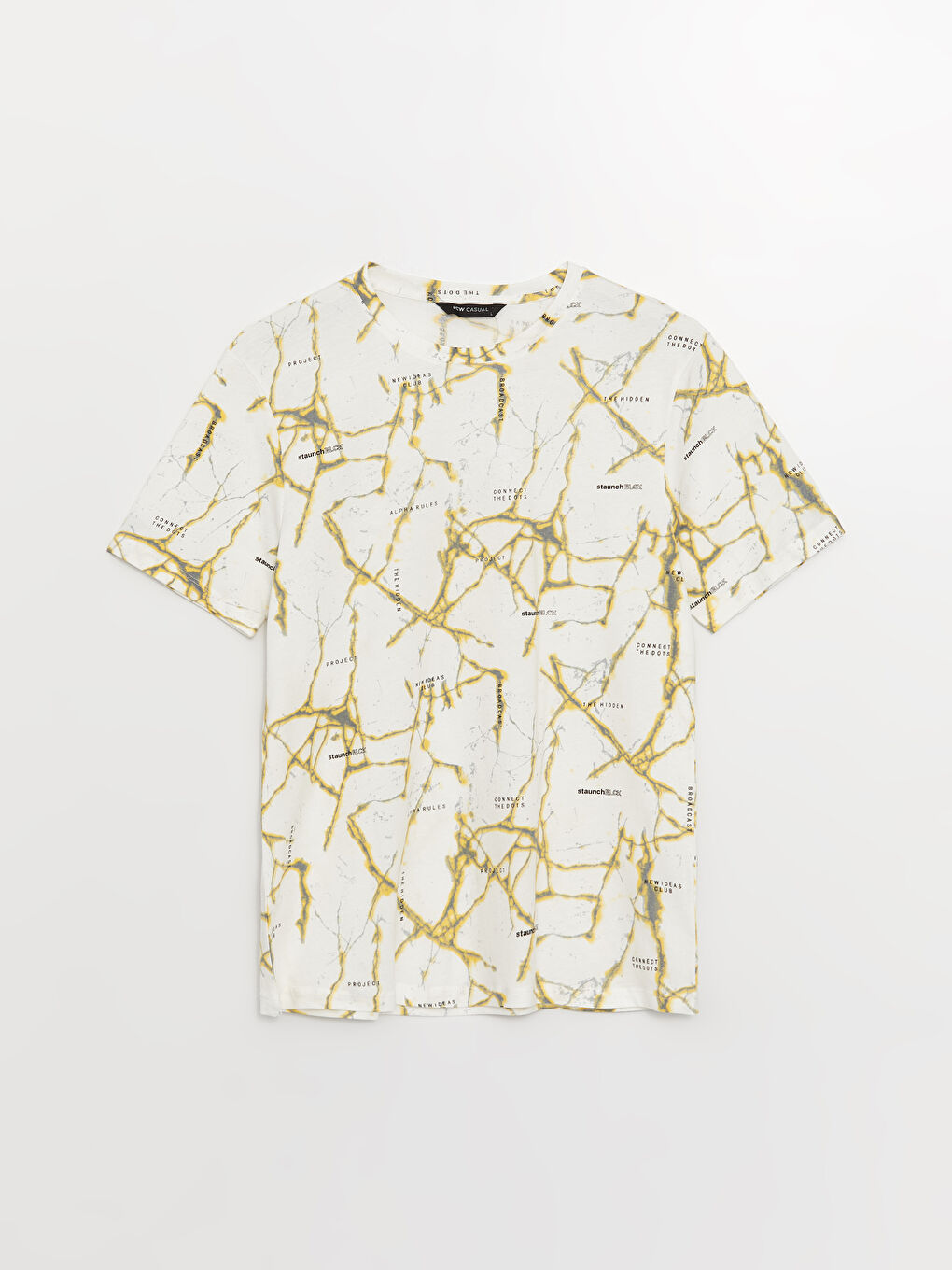 მრგვალი საყელო მოკლე სახელო ნიმუშიანი ჟერსი მამაკაცის მაისური-5