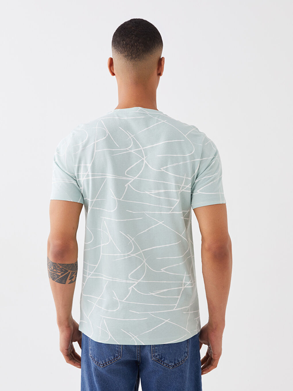 XSIDE Crew Neck Short Sleeve Patterned Jersey Men's T-Shirt -S3CQ51Z8-GAQ