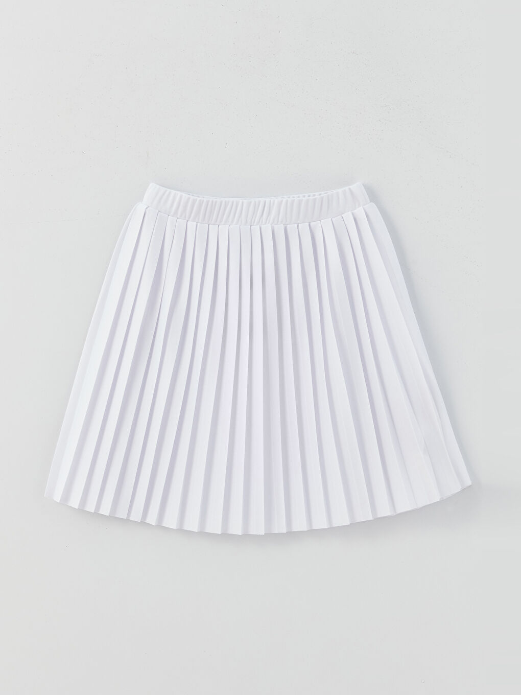 Beyaz Beli Lastikli Pileli Kız Çocuk Etek