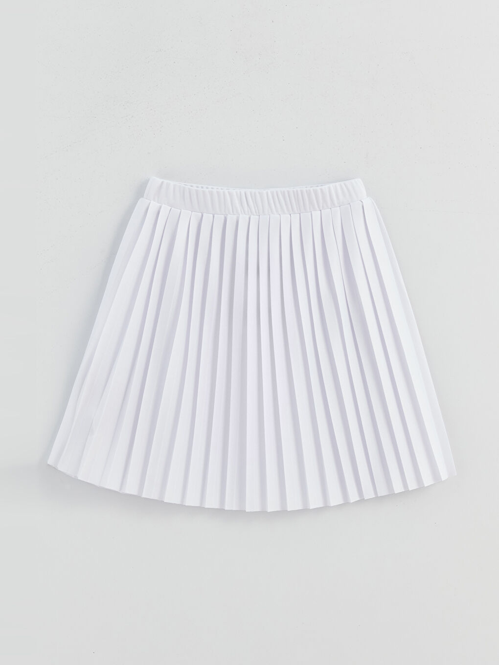 Beyaz Beli Lastikli Pileli Kız Çocuk Etek-1