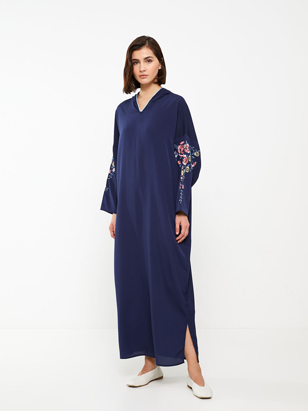 Hooded Embroidered Long Sleeve Oversize Women's Dress -S3CQ91Z8-HFH