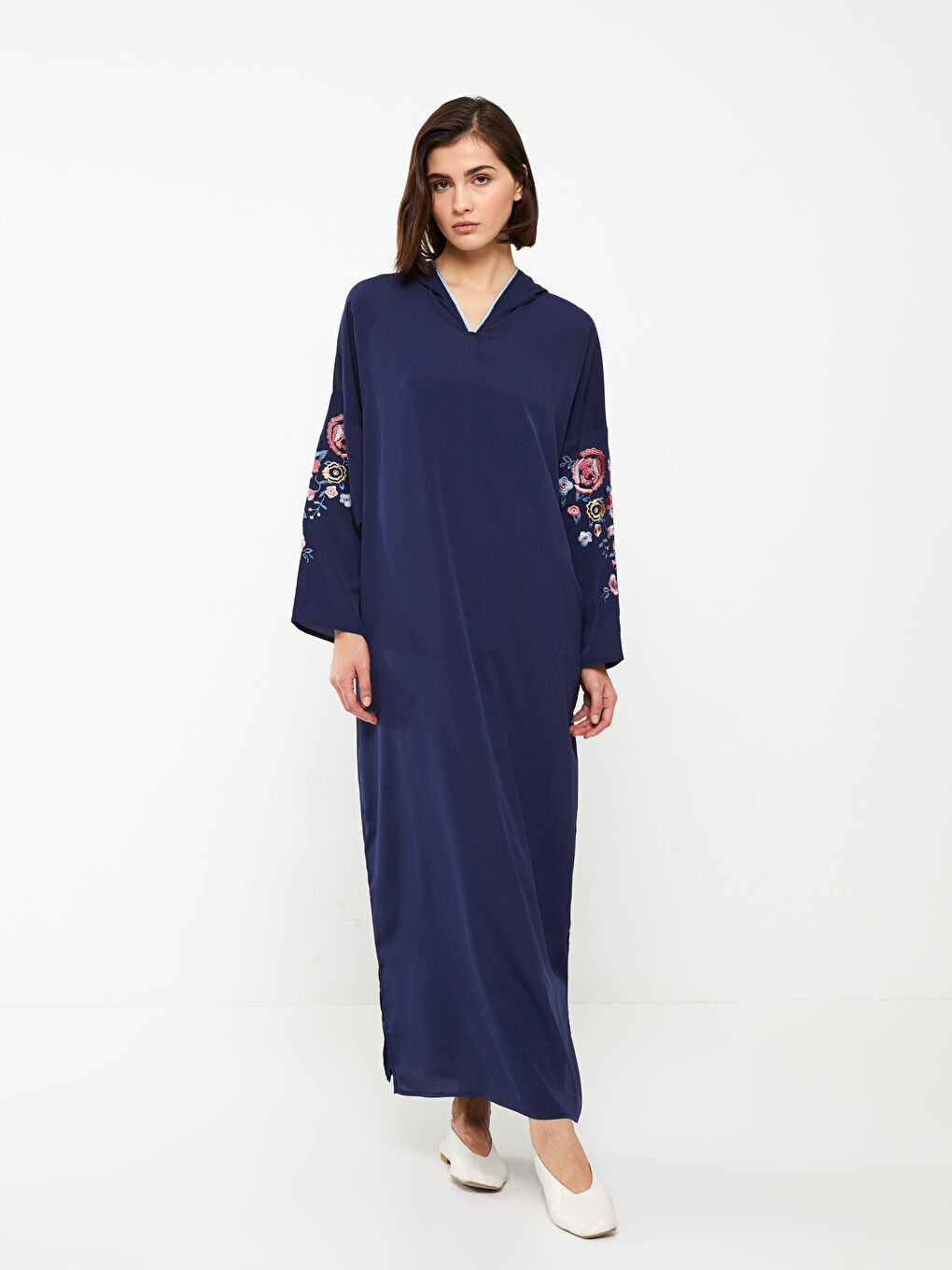 Hooded Embroidered Long Sleeve Oversize Women's Dress -S3CQ91Z8-HFH