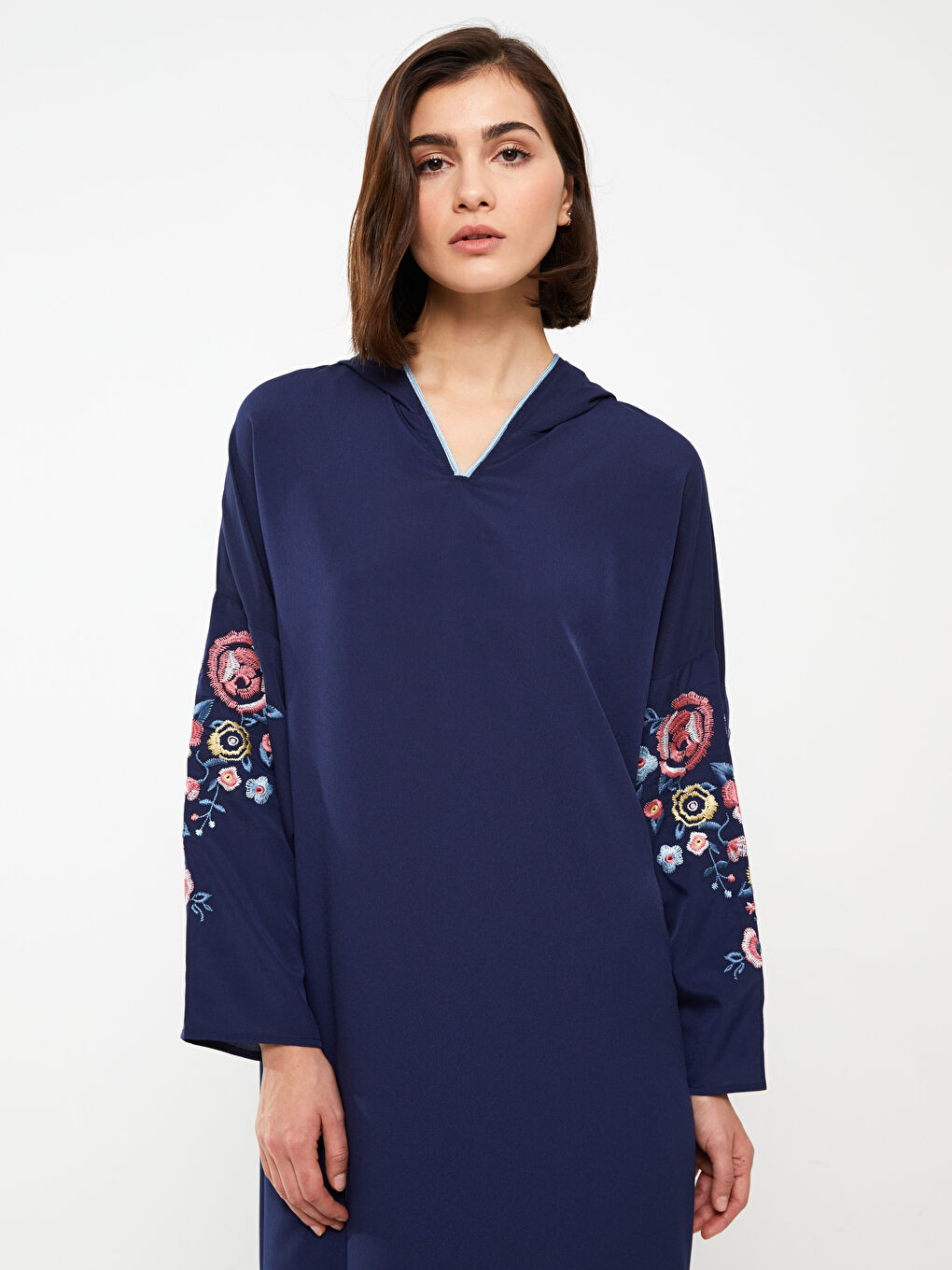 Hooded Embroidered Long Sleeve Oversize Women's Dress -S3CQ91Z8-HFH
