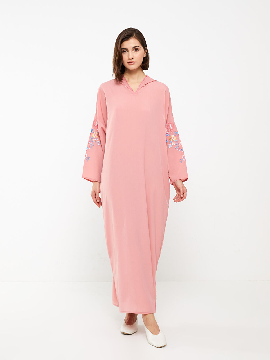 Hooded Embroidered Long Sleeve Oversize Women's Dress -S3CQ91Z8-QPS
