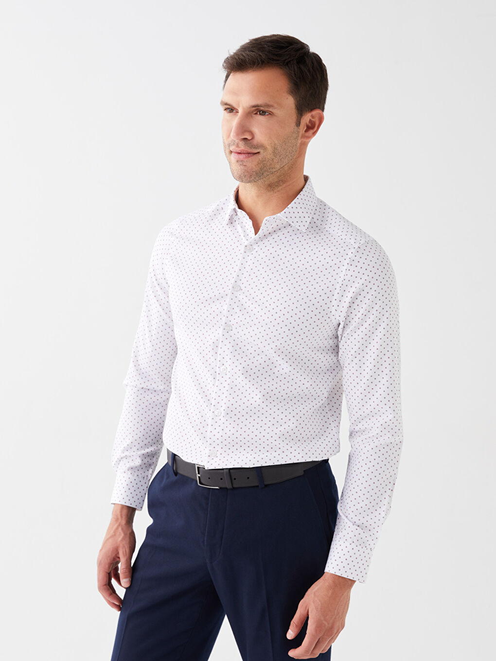 Bordo Slim Fit Uzun Kollu Poplin Erkek Gömlek