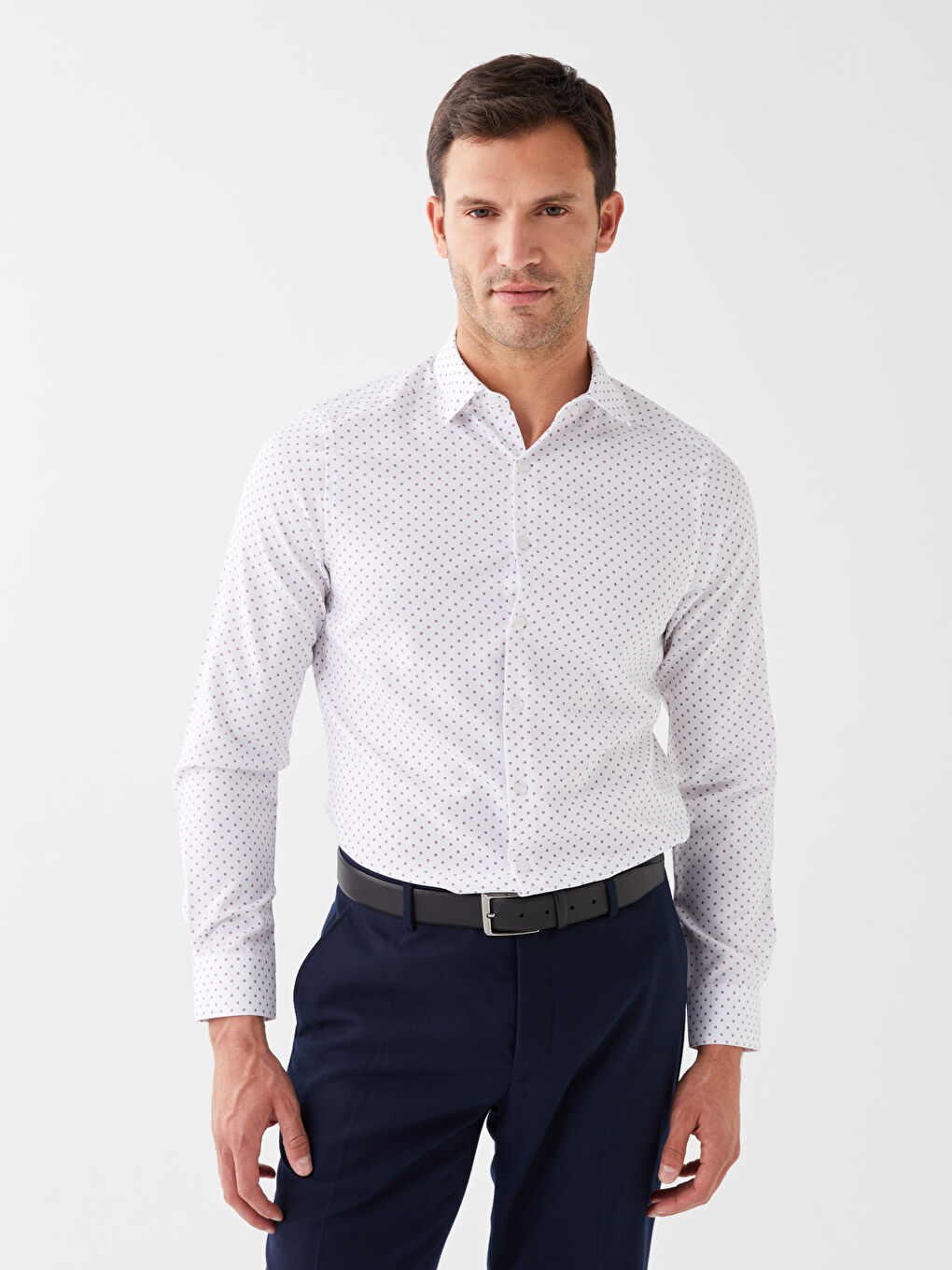 Bordo Slim Fit Uzun Kollu Poplin Erkek Gömlek-1