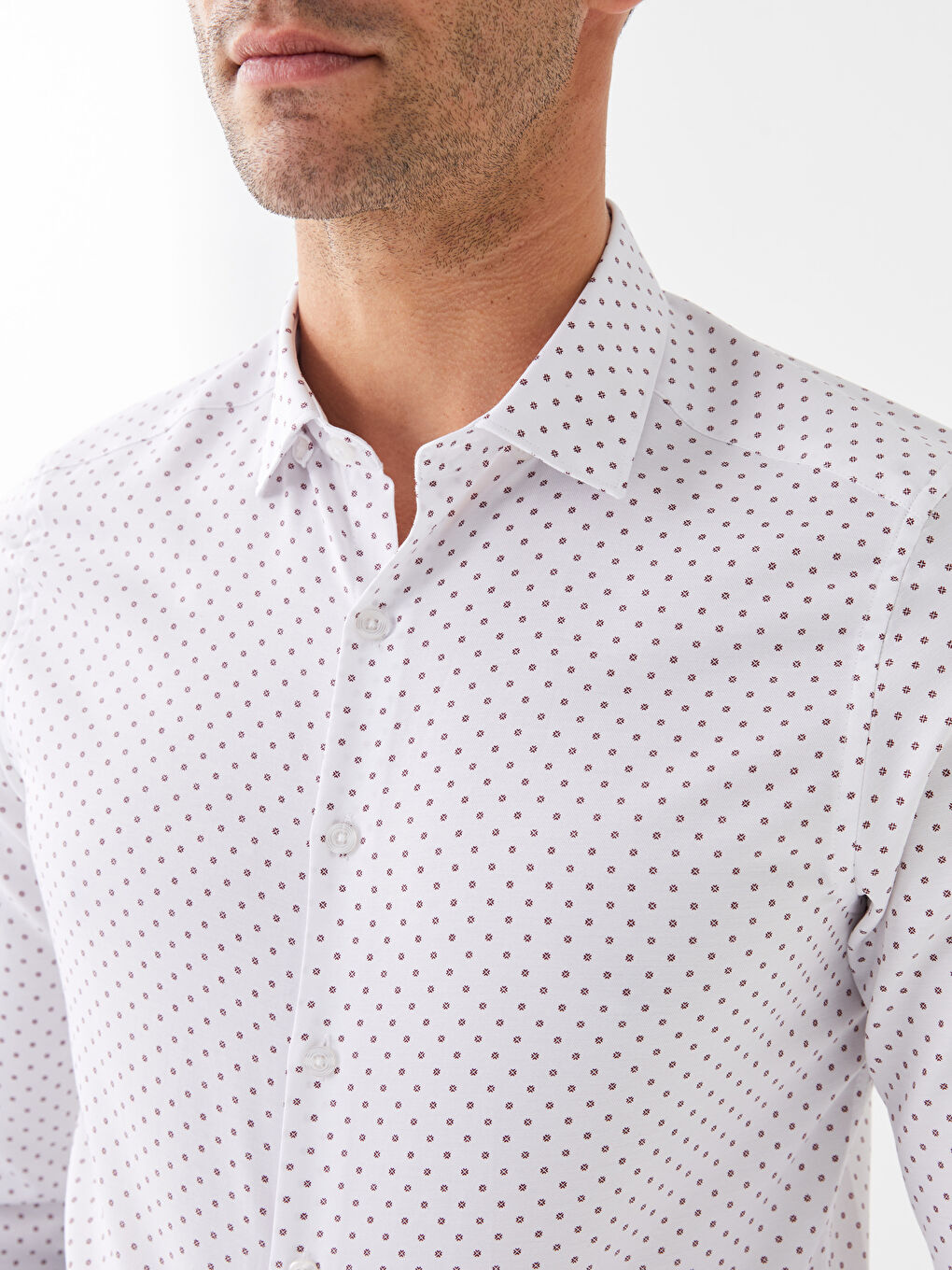 Bordo Slim Fit Uzun Kollu Poplin Erkek Gömlek-3