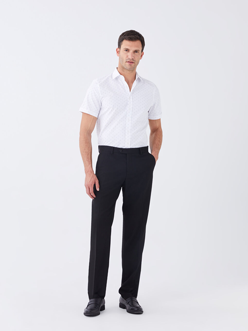 Regular Fit Short Sleeve Patterned Poplin Men's Shirt -S3CR11Z8-LU7