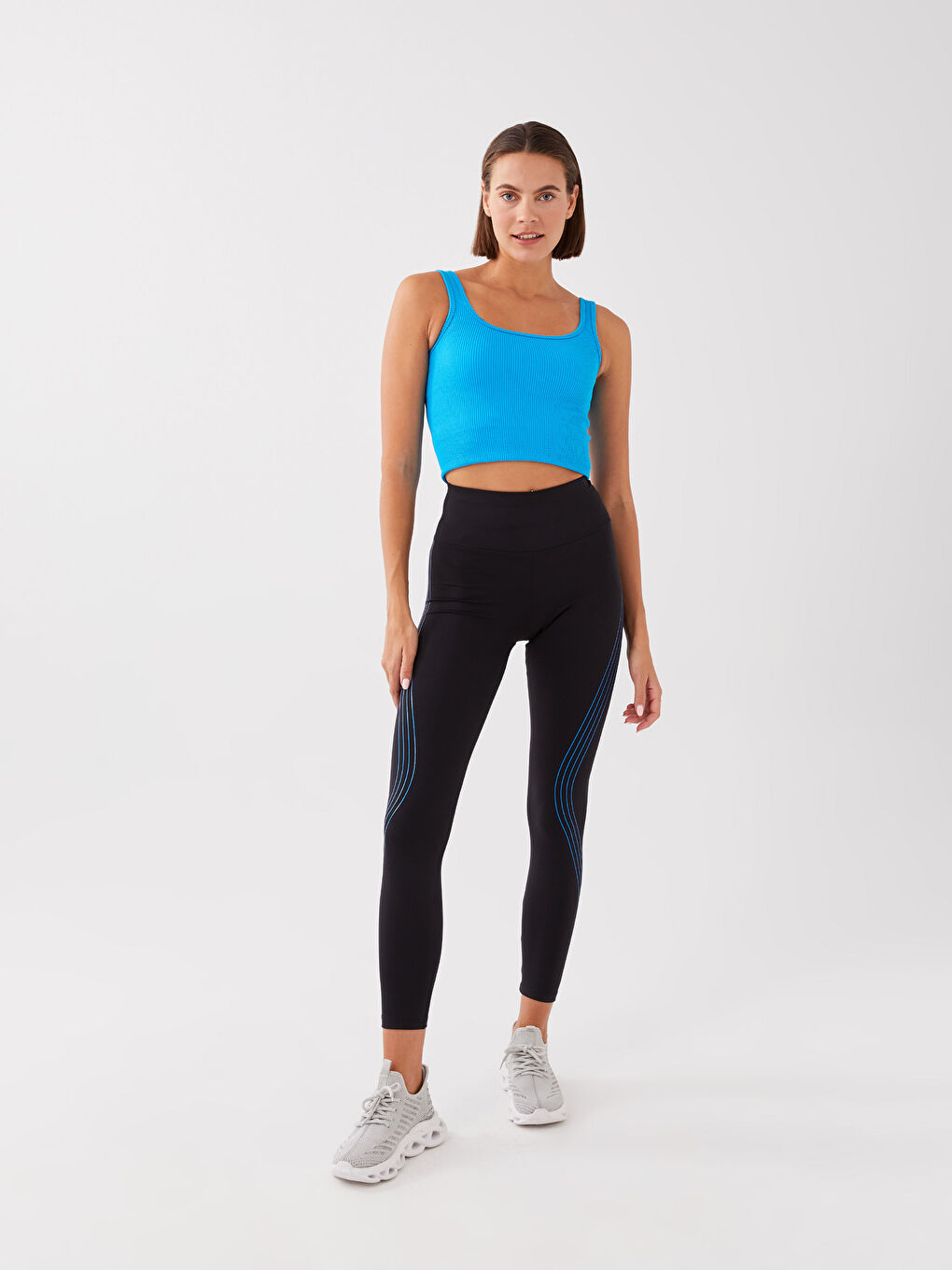 Women's Elastic Waist Striped Sport Leggings -S3CR17Z8-CVL