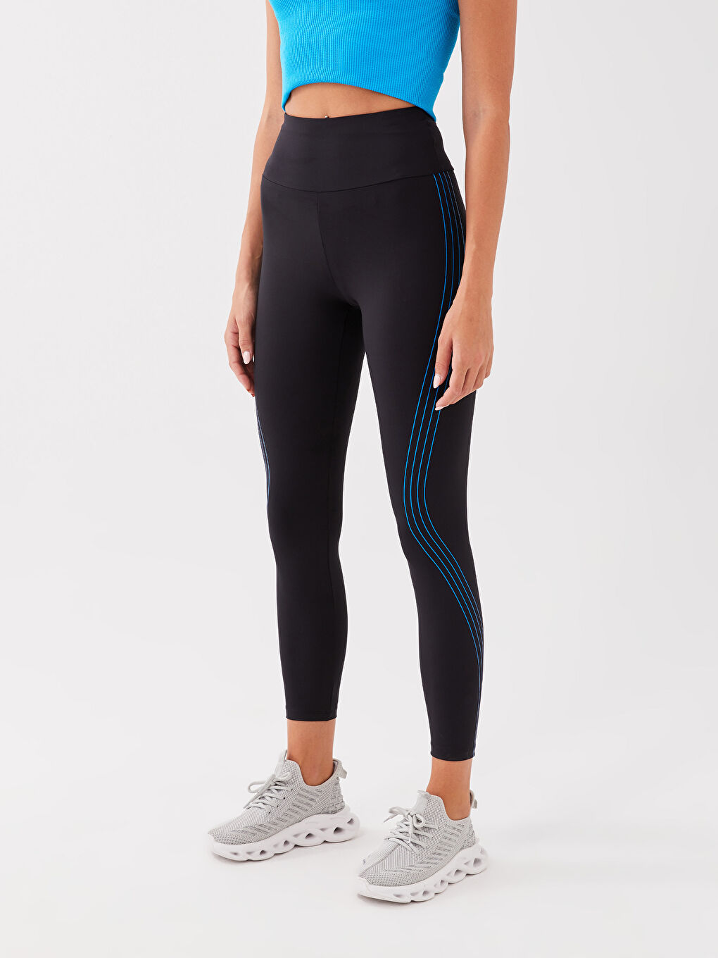 Women's Elastic Waist Striped Sport Leggings -S3CR17Z8-CVL