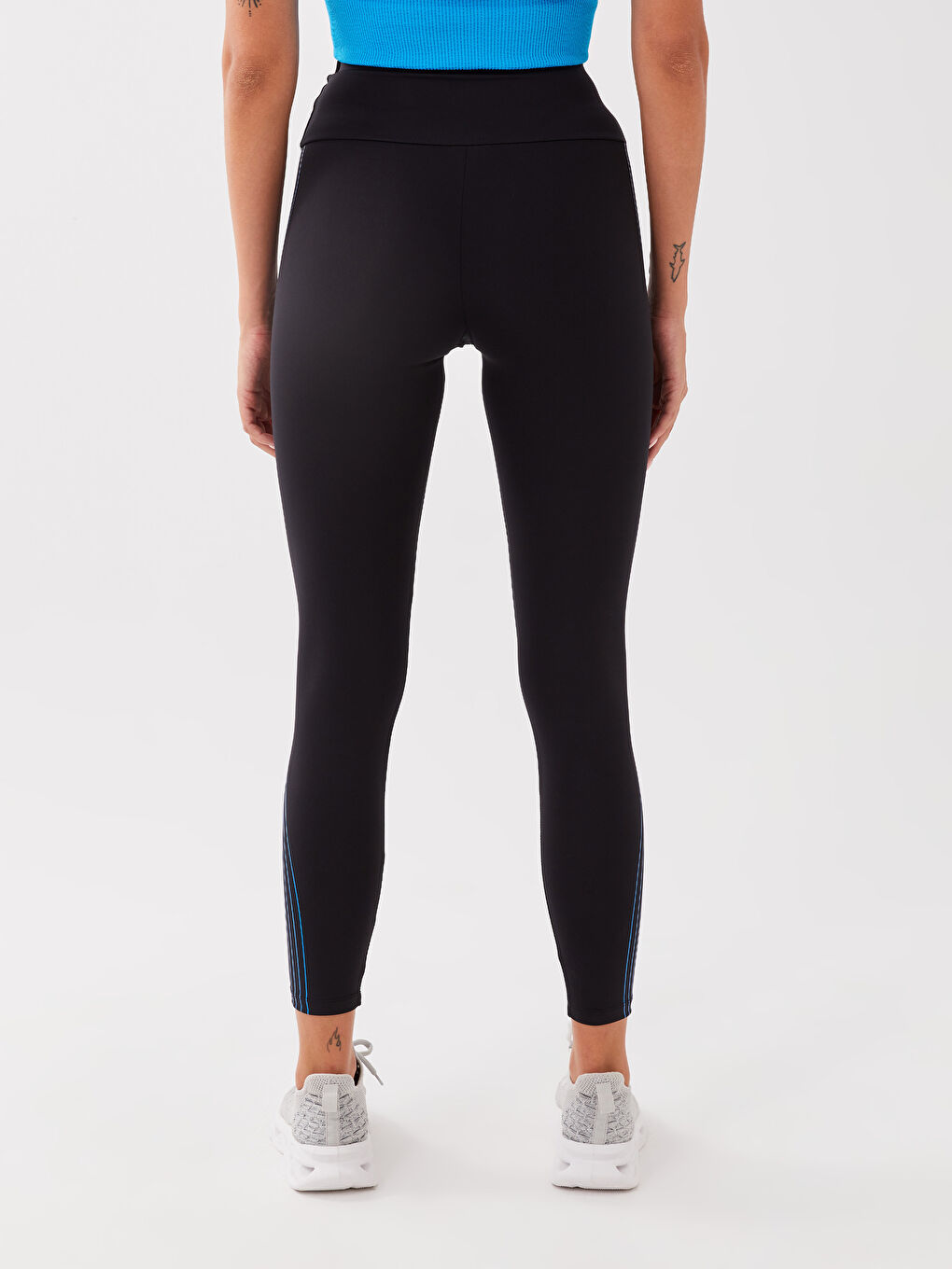 Women's Elastic Waist Striped Sport Leggings -S3CR17Z8-CVL