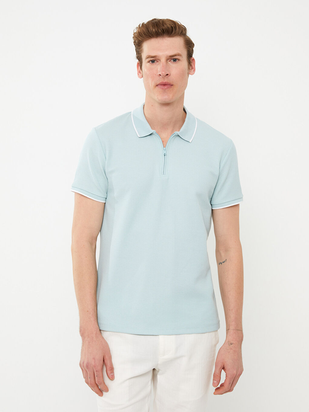 Turkuaz Polo Yaka Kısa Kollu Erkek Tişört