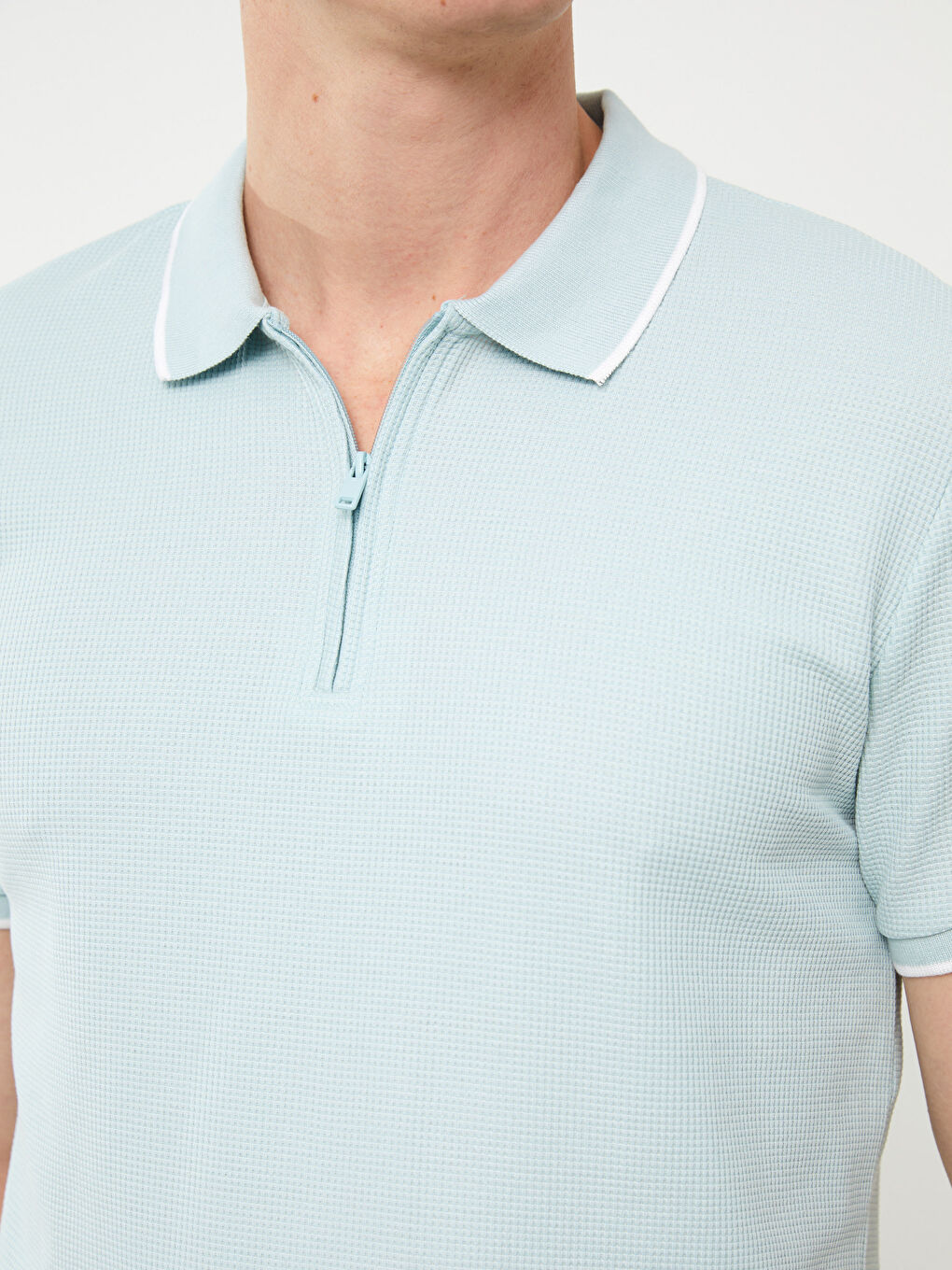 Turkuaz Polo Yaka Kısa Kollu Erkek Tişört-3
