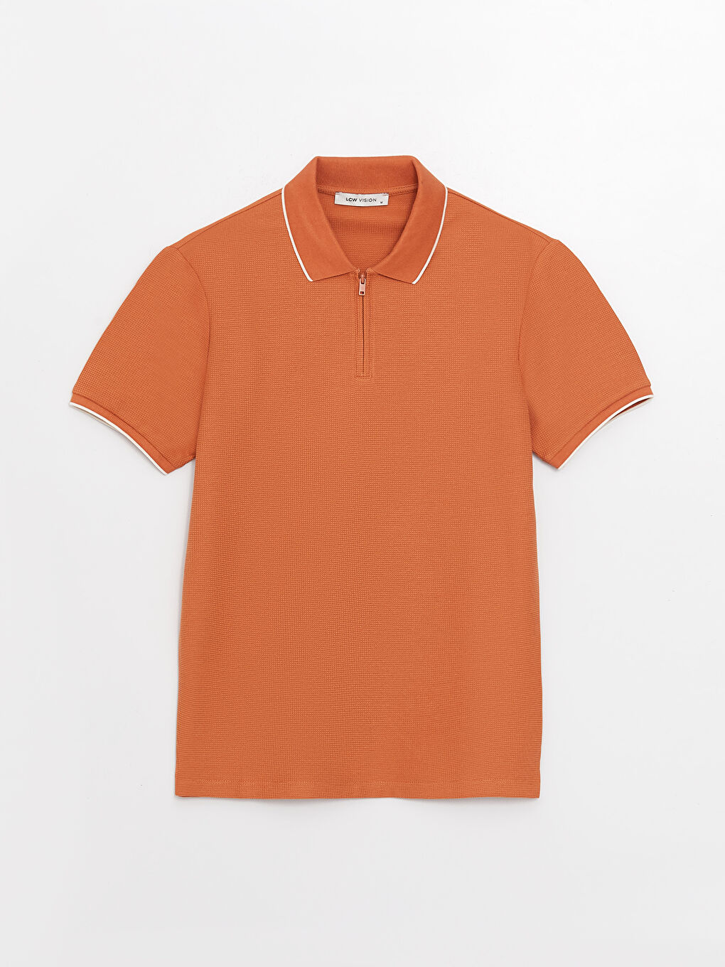 Turuncu Polo Yaka Kısa Kollu Erkek Tişört-6