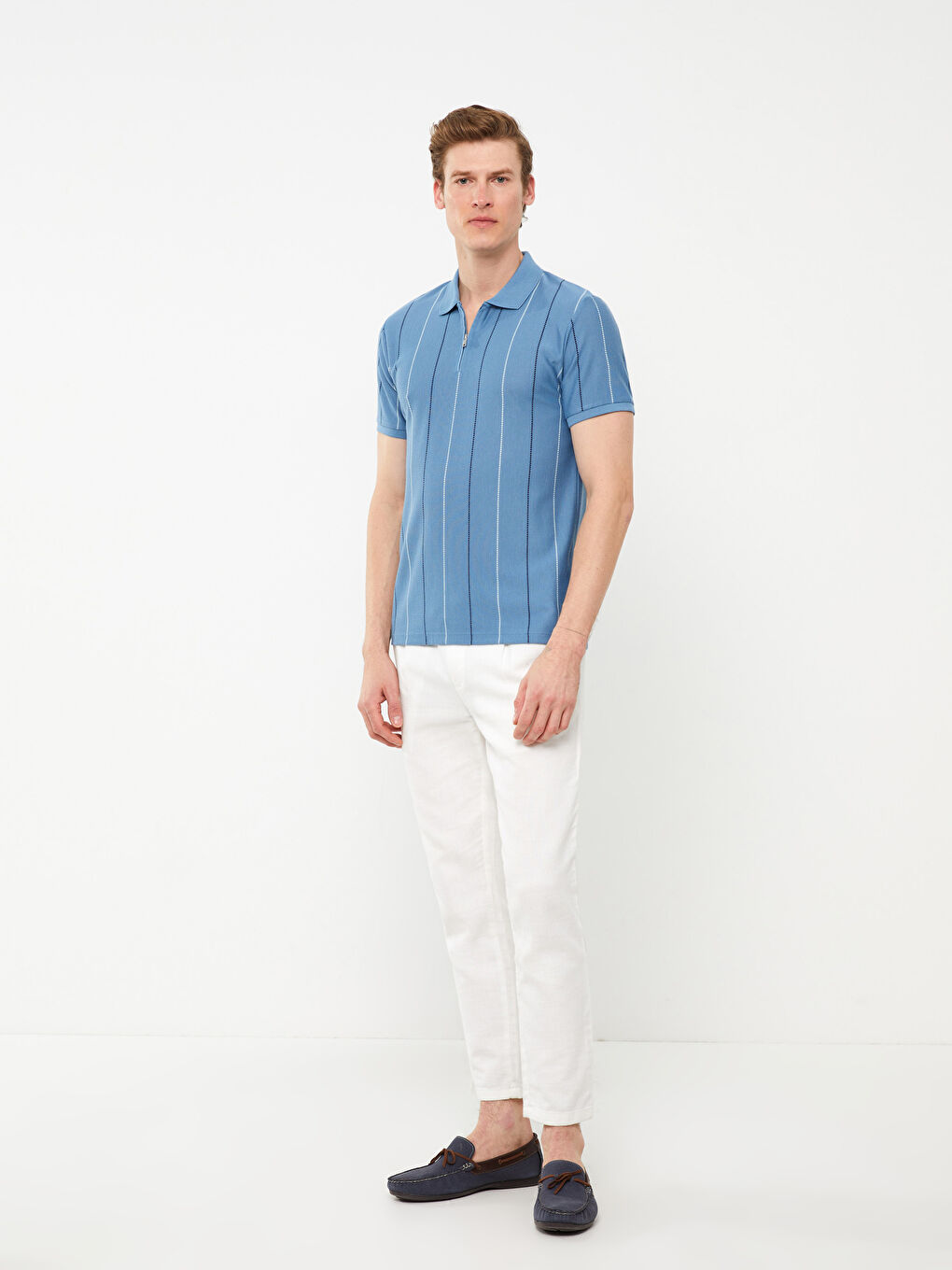 Tricou cu Guler Polo, Mânecă Scurtă, Vărgat, pentru Bărbați-2