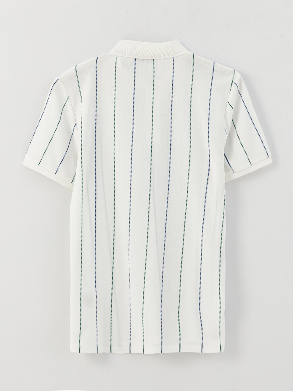Ekru Polo Yaka Kısa Kollu Çizgili Erkek Tişört-6