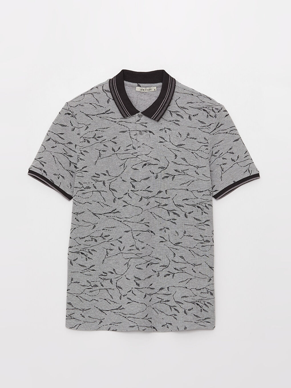 Polo Neck Short Sleeve Patterned Pike Men's T-shirt -S3CR28Z8-LQ9