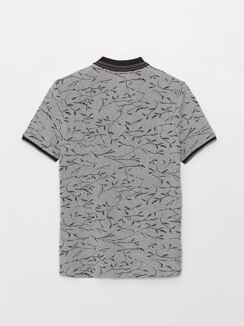 Polo Neck Short Sleeve Patterned Pike Men's T-shirt -S3CR28Z8-LQ9