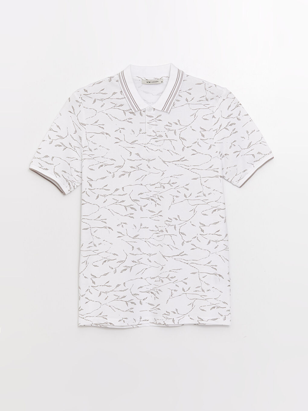 Polo Neck Short Sleeve Patterned Pike Men's T-shirt -S3CR28Z8-LU7