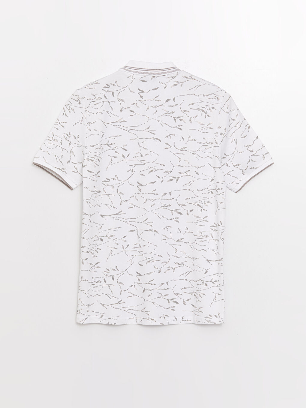 Polo Neck Short Sleeve Patterned Pike Men's T-shirt -S3CR28Z8-LU7