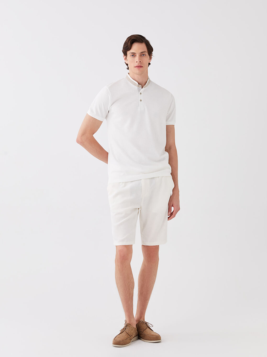 Футболка с воротником-стойкой и коротким рукавом для мужчин-2