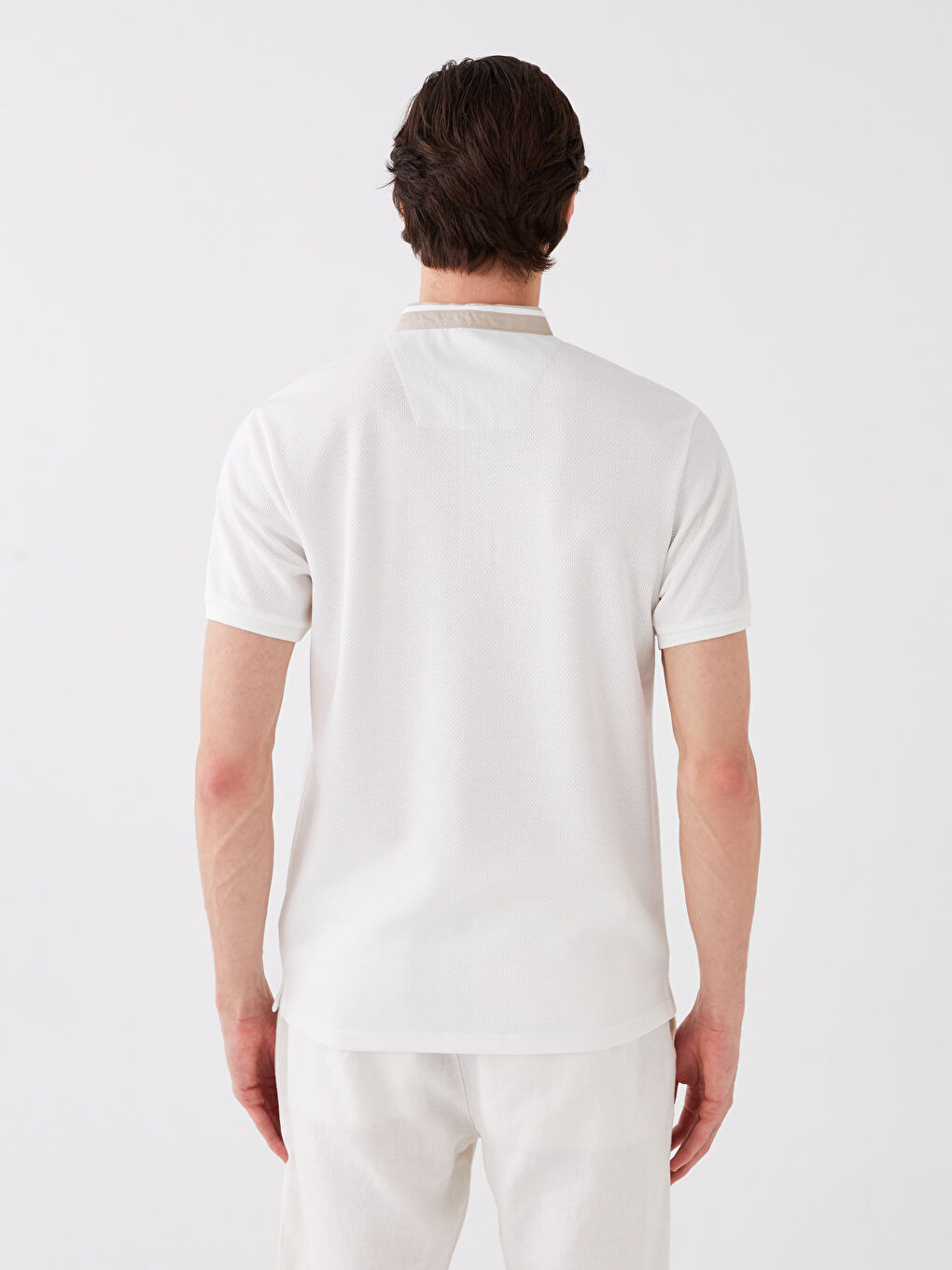 Футболка с воротником-стойкой и коротким рукавом для мужчин-4