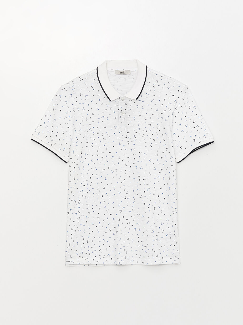 Polo Neck Short Sleeve Patterned Pique Men's T-Shirt-5