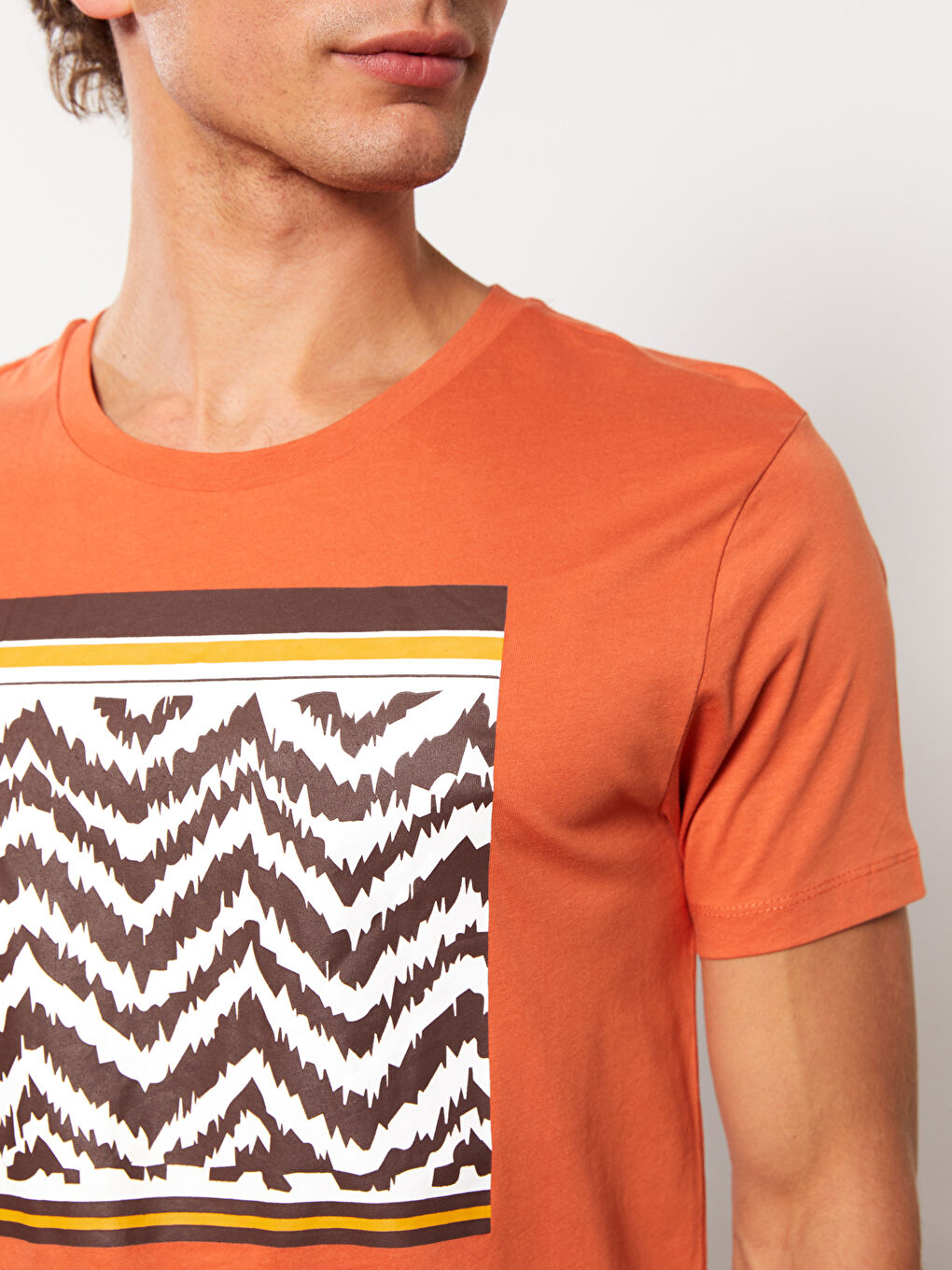 Crew Neck Short Sleeve Printed Combed Cotton Men's T-shirt-3