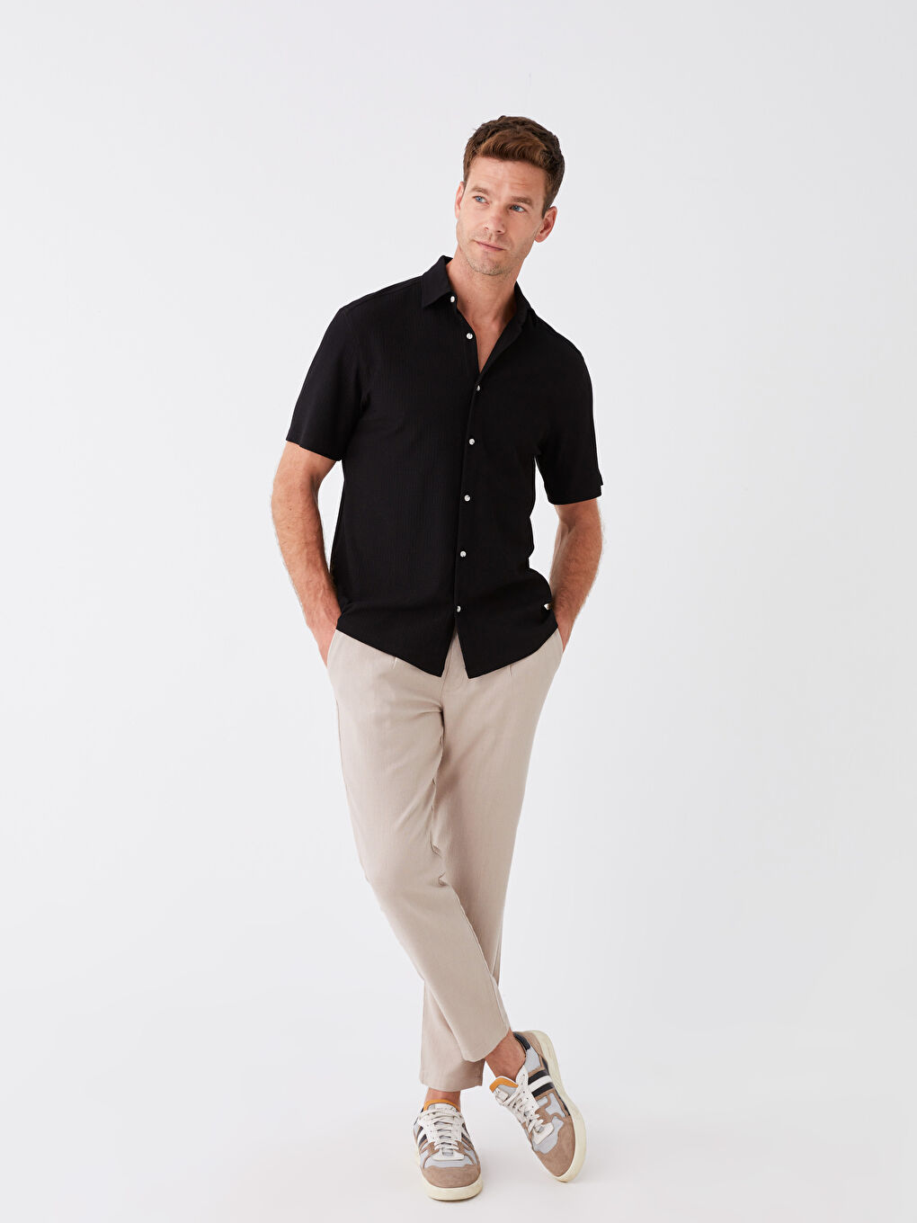 Bej Slim Fit Erkek Pantolon-1