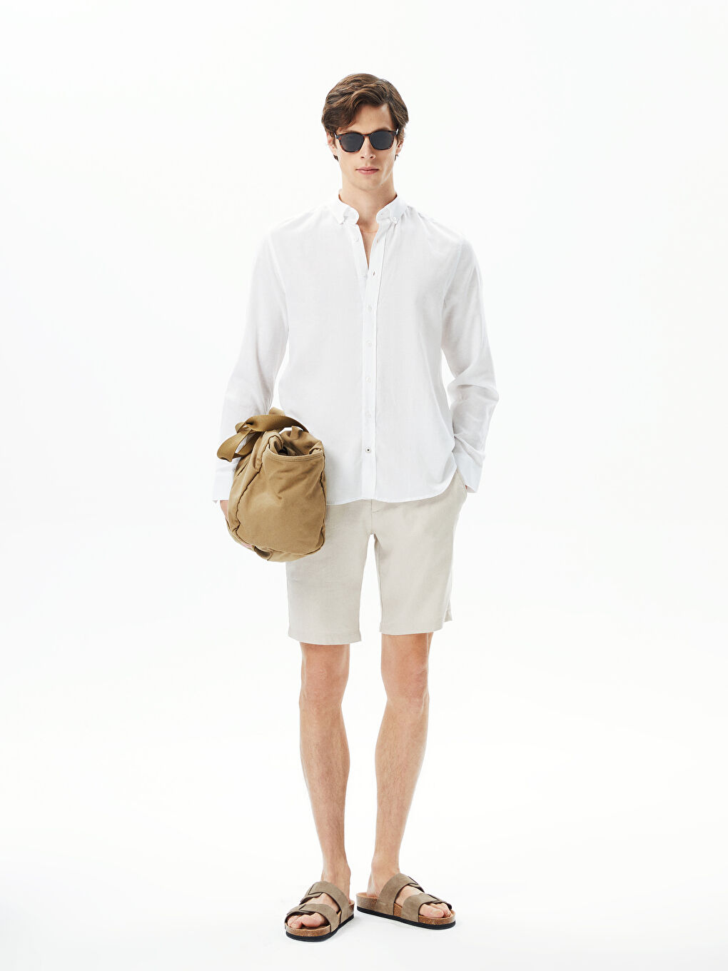 SOUTHBLUE Regular Fit Long Sleeve Linen Blended-Blend Men's Shirt -S3CR54Z8-R9J