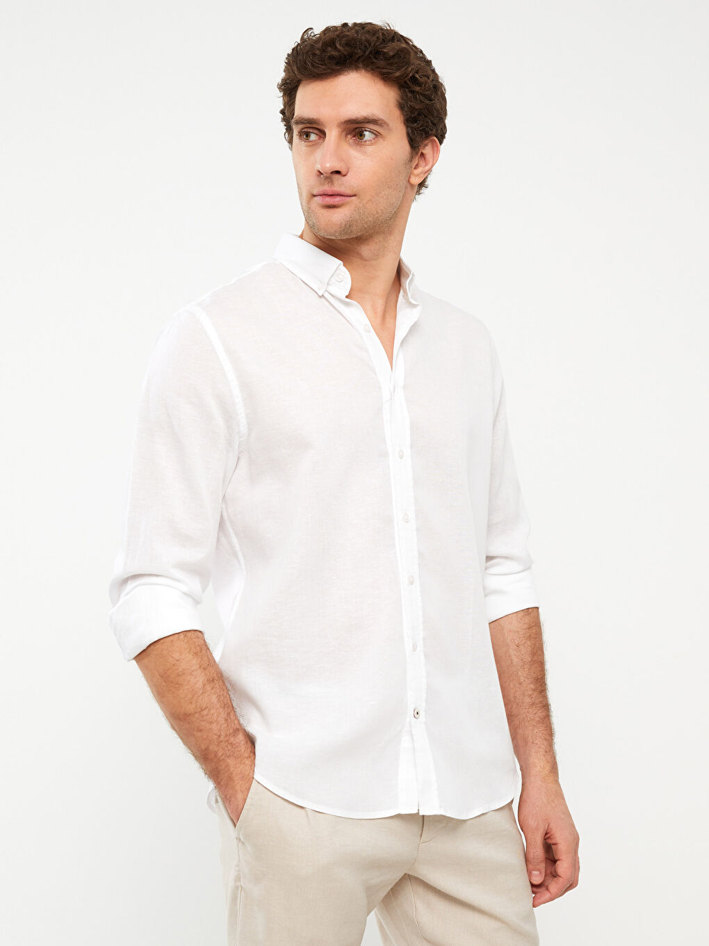 SOUTHBLUE Regular Fit Long Sleeve Linen Blended-Blend Men's Shirt -S3CR54Z8-R9J