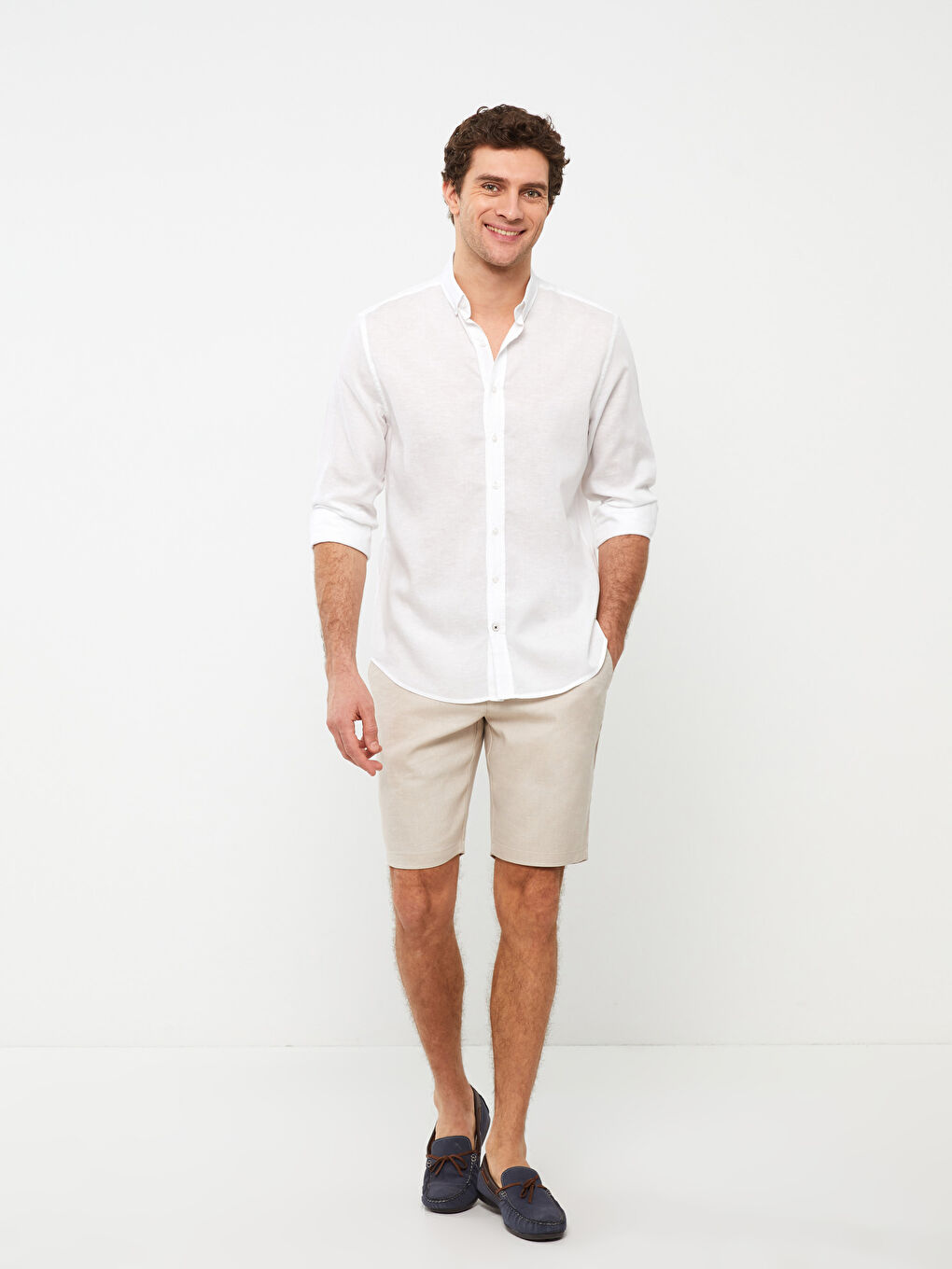 SOUTHBLUE Regular Fit Long Sleeve Linen Blended-Blend Men's Shirt -S3CR54Z8-R9J