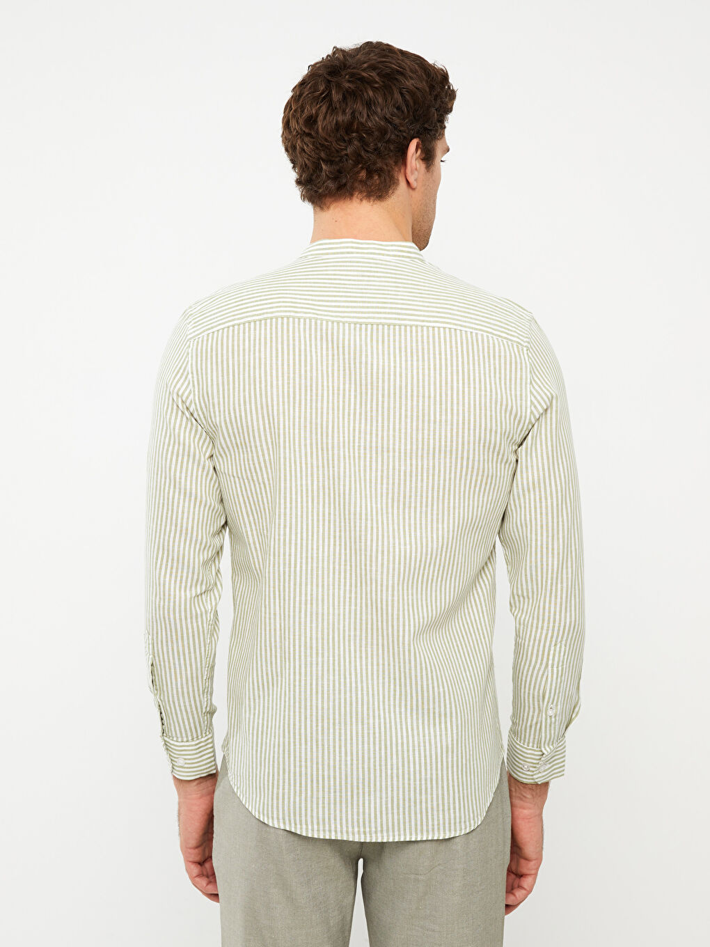 قميص رجالي كم طويل مخطط بقصة عادية-6