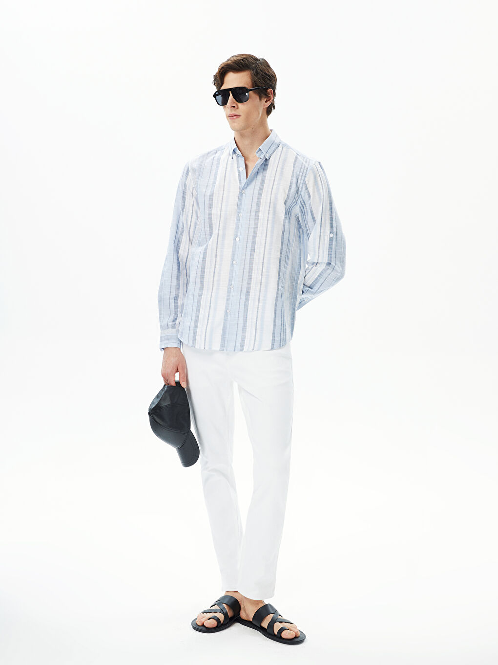 Mavi Regular Fit Uzun Kollu Çizgili Poplin Erkek Gömlek-4