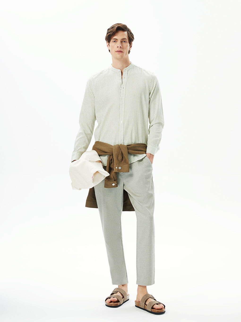 Брюки стандартного кроя из льняной смеси для мужчин-1