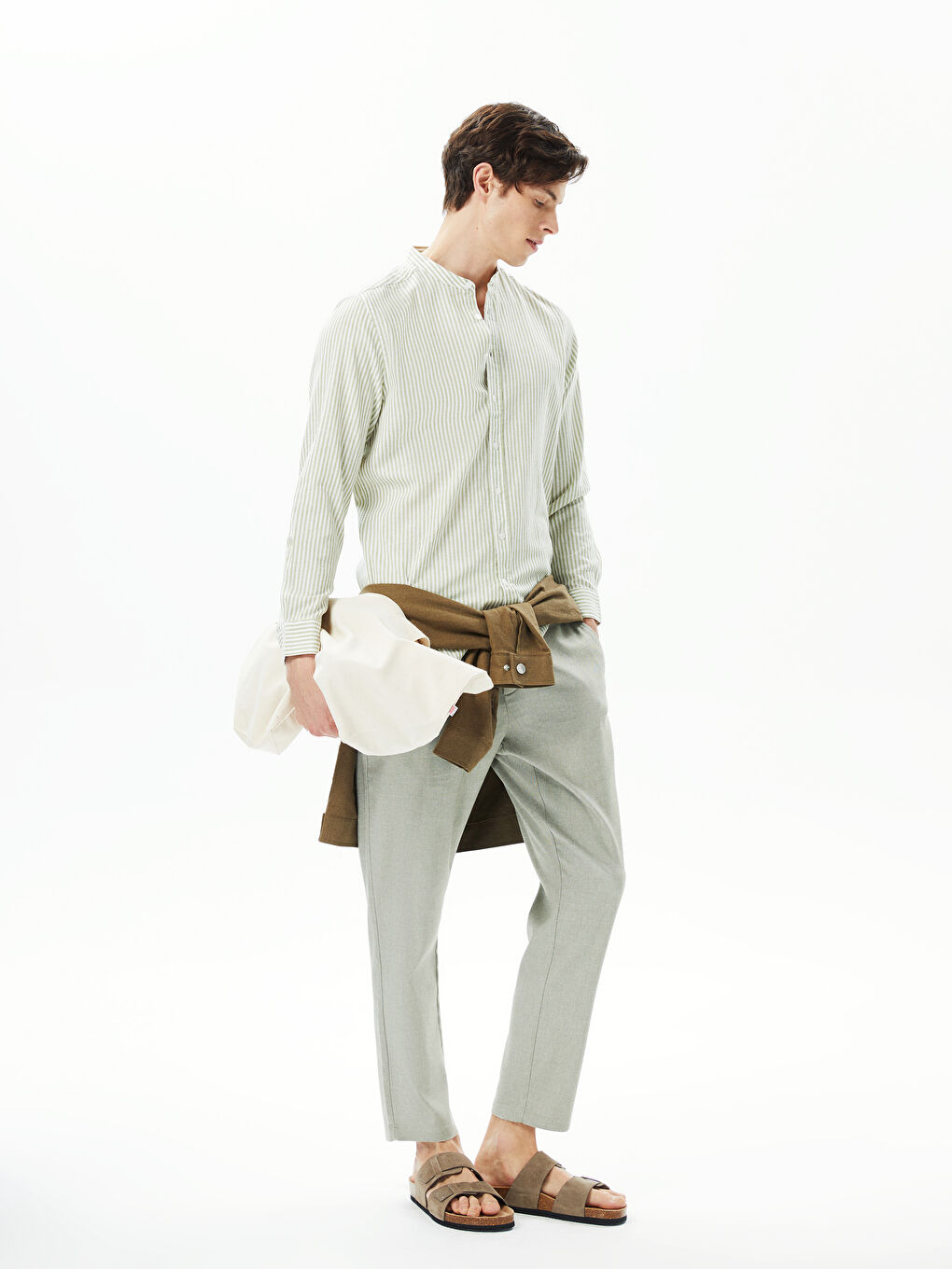 Брюки стандартного кроя из льняной смеси для мужчин-3