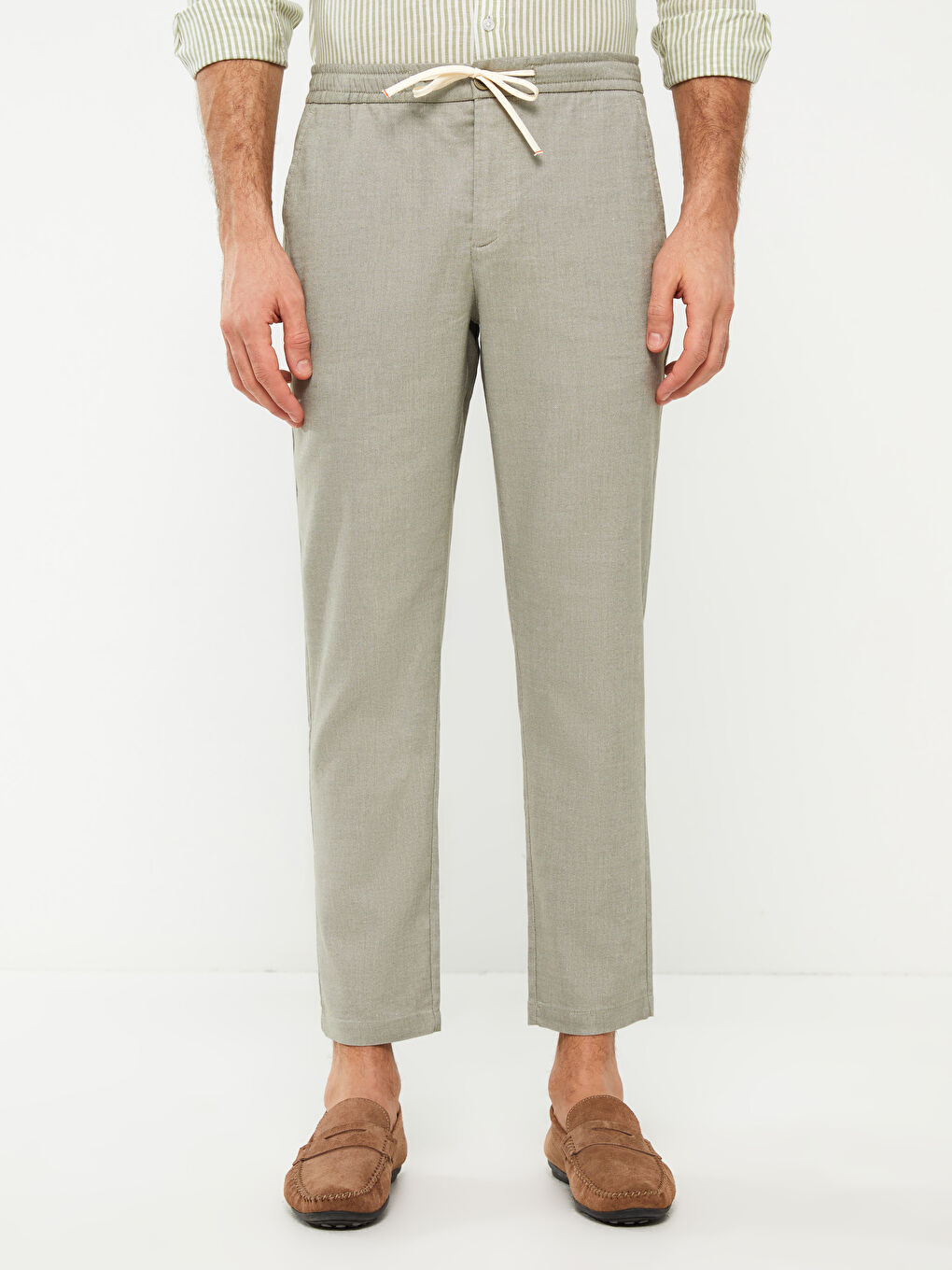 Брюки стандартного кроя из льняной смеси для мужчин-5