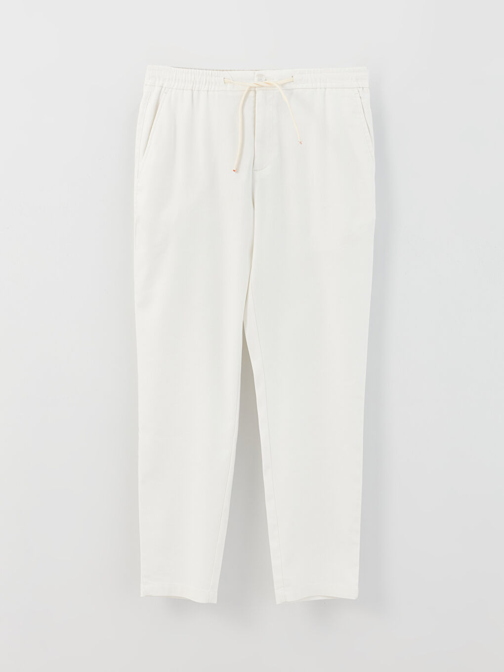 Beyaz Standart Kalıp Keten Karışımlı Erkek Pantolon-5