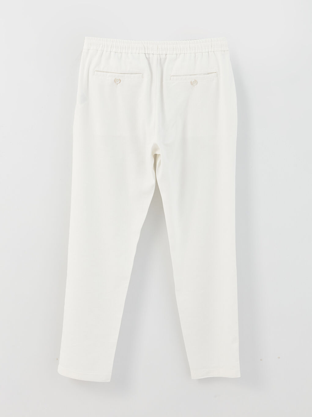 Beyaz Standart Kalıp Keten Karışımlı Erkek Pantolon-6