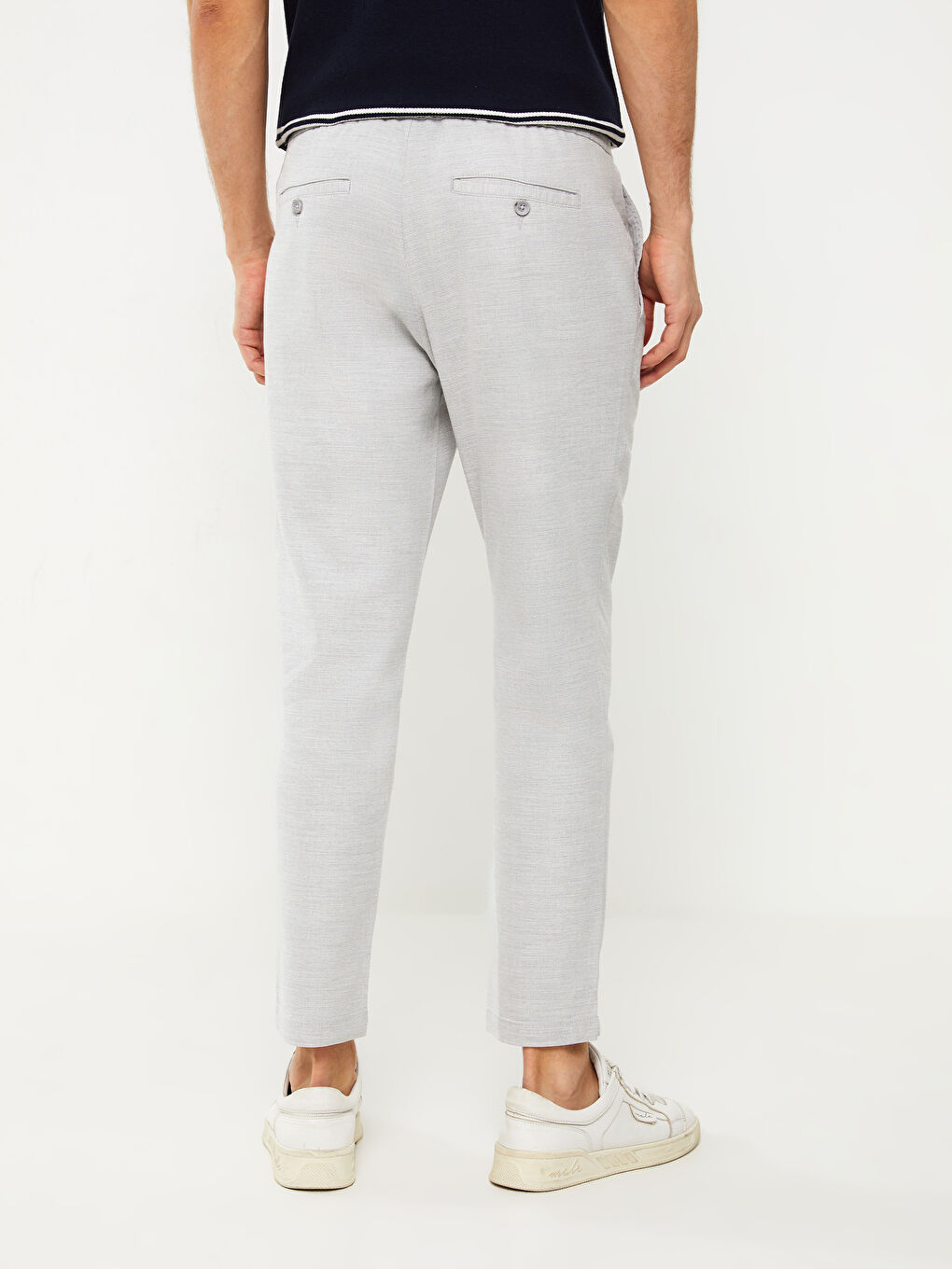 Gri Standart Kalıp Keten Karışımlı Erkek Pantolon-4