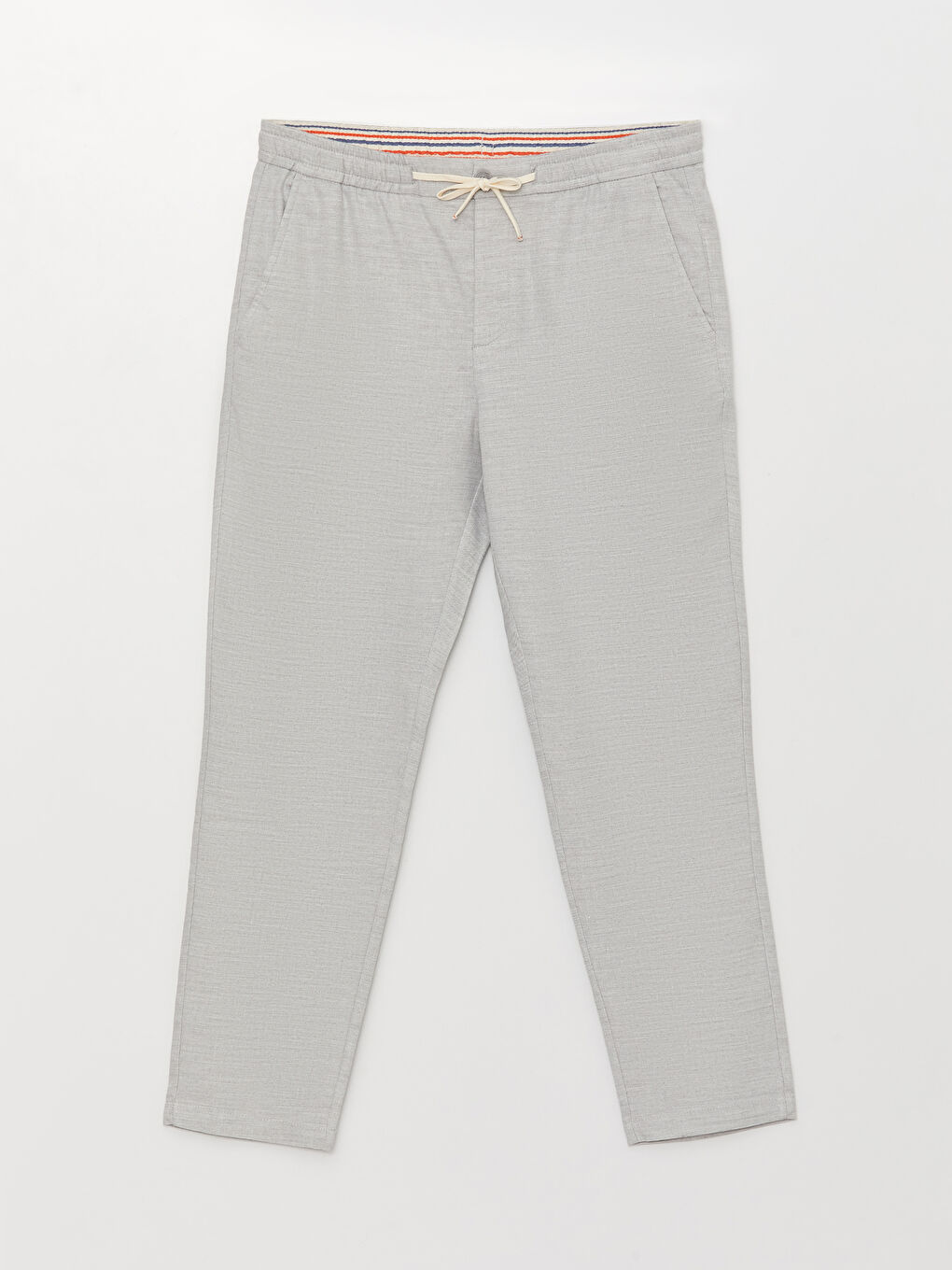 Gri Standart Kalıp Keten Karışımlı Erkek Pantolon-5