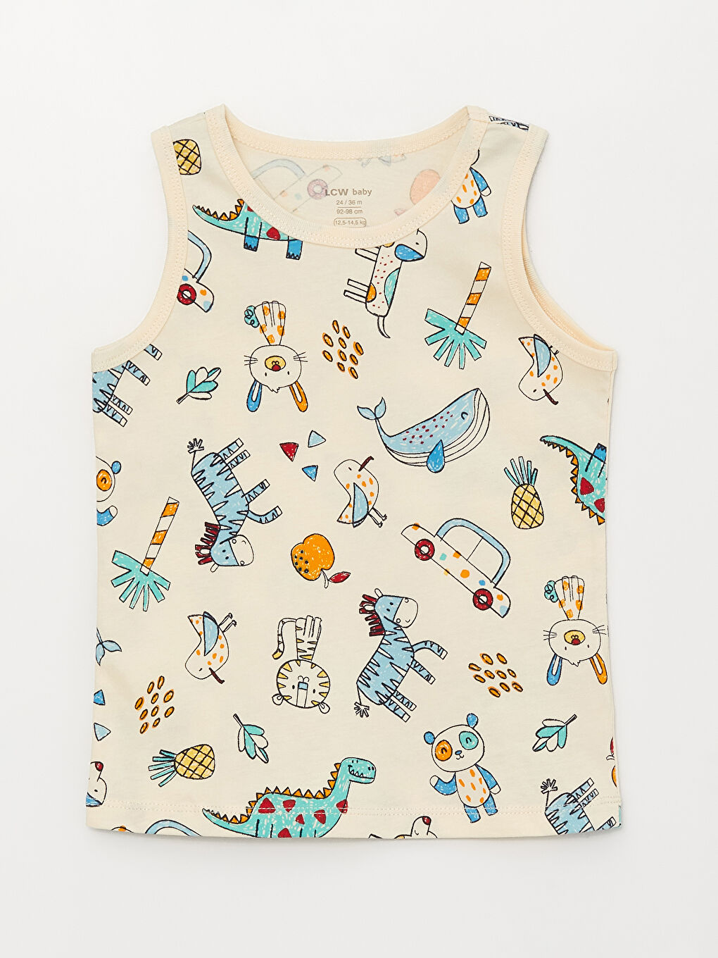 Ekru Bisiklet Yaka Erkek Bebek Atlet 3'lü-1