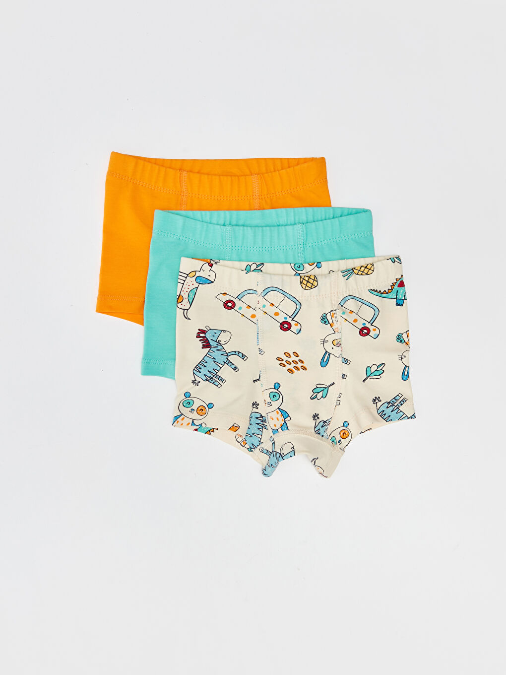 Turuncu Beli Lastikli Erkek Bebek Boxer 3'lü