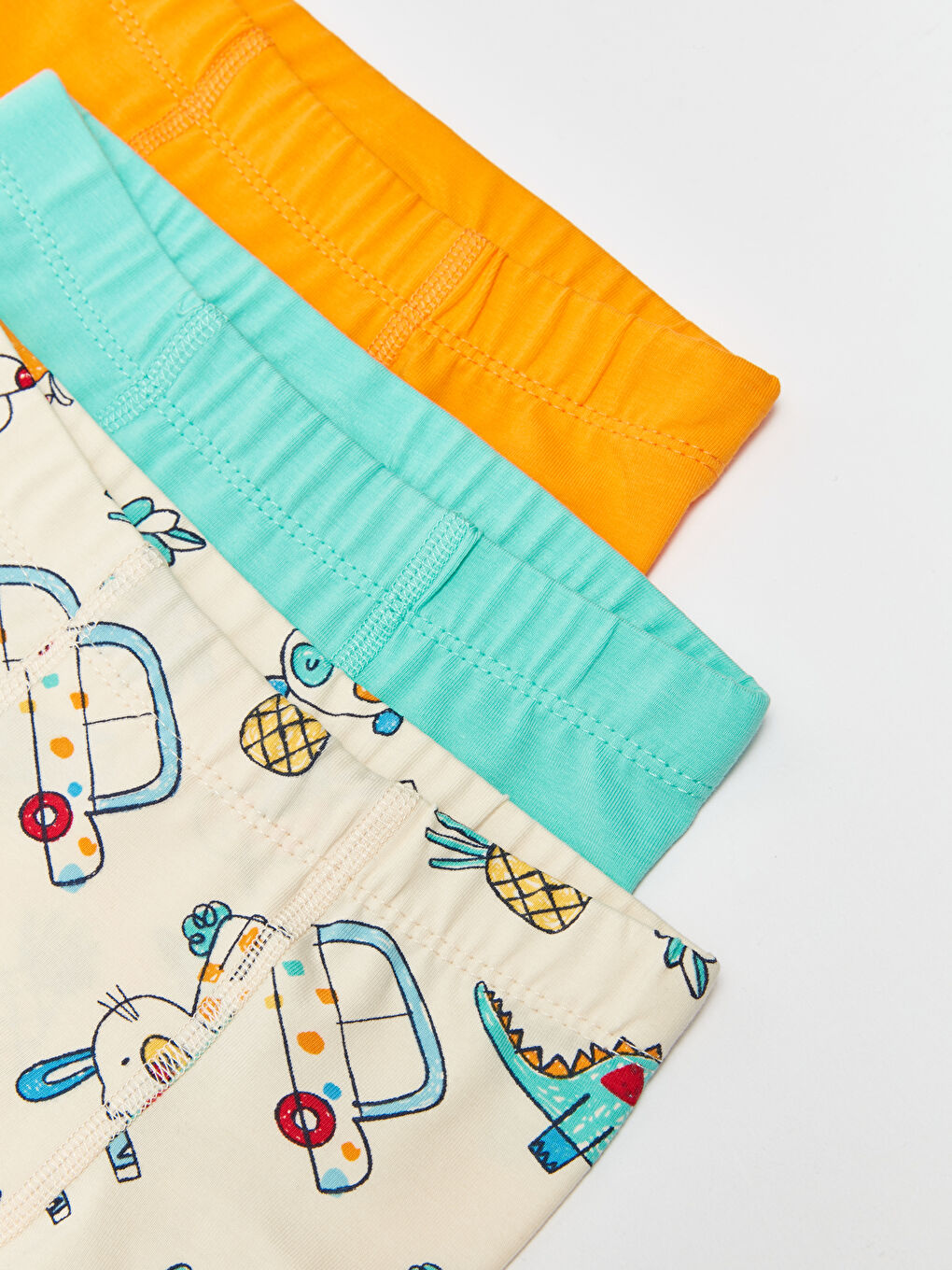 Turuncu Beli Lastikli Erkek Bebek Boxer 3'lü-2